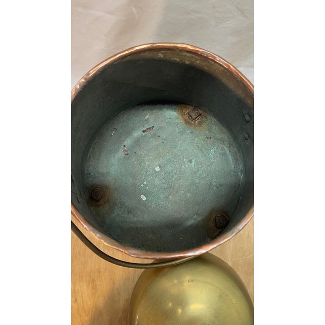 Metal Antique Copper Brass Claw Footed Dovetailed Lidded Bucket Coal Scuttle For Sale - Image 7 of 8