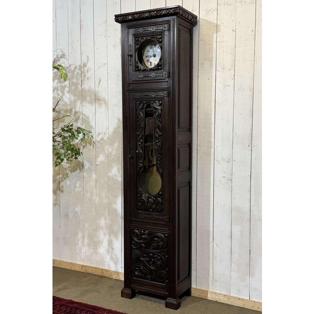 Oak Clock with Saint Gonery Motifs by Joseph Savina For Sale - Image 17 of 18