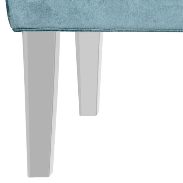 Tufted Bench, Cyan For Sale - Image 4 of 6