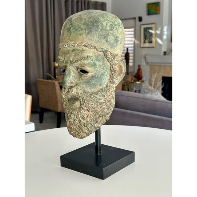 Vintage Patinated Bronze Bust Greek Scholar For Sale In Palm Springs - Image 6 of 17