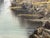 Gray European Lakeside Village Oil Painting, Signed For Sale - Image 8 of 12