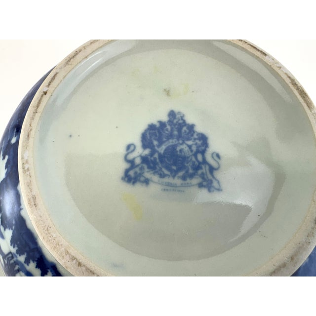 Antique Staffordshire Blue & White Transferware Bowl With Landscape For Sale - Image 11 of 11