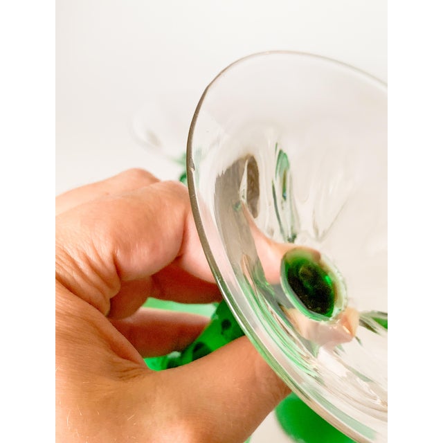 Antique Art Nouveau Green Blown Glass Coupes - Set of 4 For Sale In Dallas - Image 6 of 10