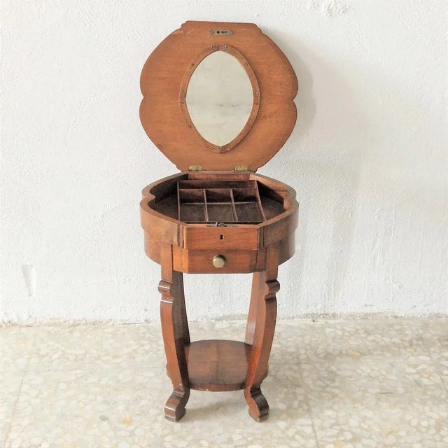Antique Sewing Box with Drawer and Mirror For Sale - Image 4 of 11