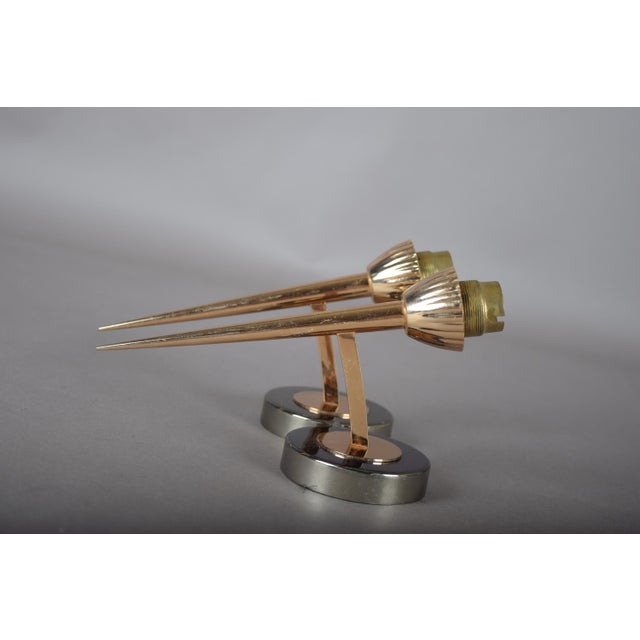 Brass Wall Lights with Pointed Stems, 1950s, Set of 2 For Sale - Image 6 of 9