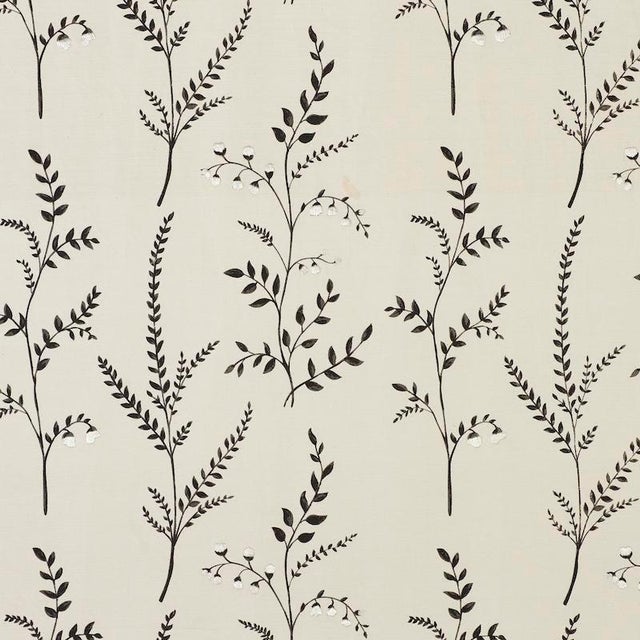 Sample - Schumacher Cynthia Embroidered Print Fabric in Black For Sale