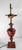 Red Mid-Century Decorative Toleware Tole Style Painted Red and Gold Table Lamp For Sale - Image 8 of 13