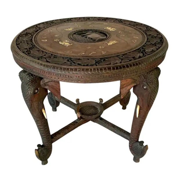 Mid 20th Century Anglo Indian Round Elephant Side Table For Sale - Image 5 of 13