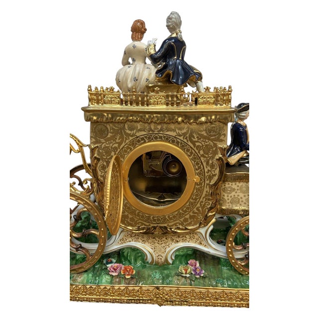 Antique Franz Hermle Monumental Capodimonte Style Vienna Porcelain Sculpted Mantel Clock/Centerpiece For Sale - Image 14 of 17