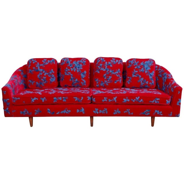 Embroidered Fabric Sofa by Harvey Probber, 1960s For Sale - Image 9 of 9