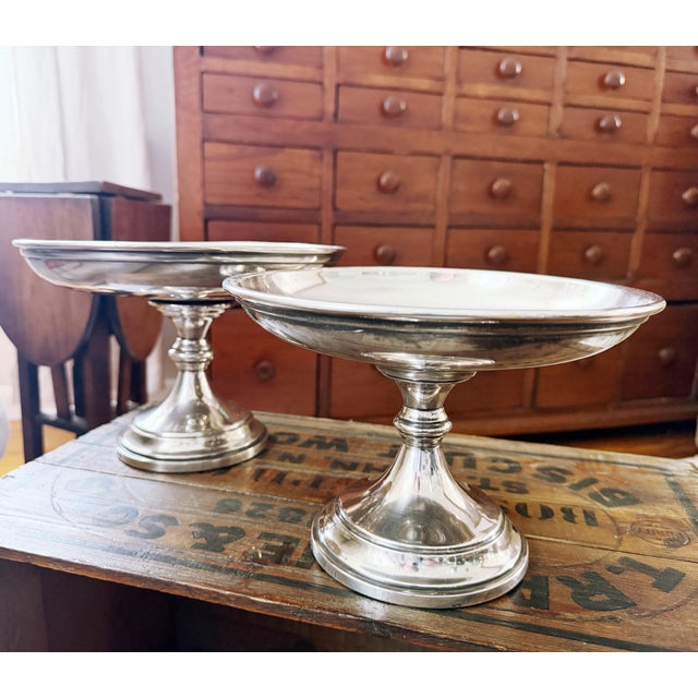 Antique Silver Plated Dessert Stands From Grand Hotel Ligure in Turin Italy - Set of 2 For Sale - Image 10 of 10