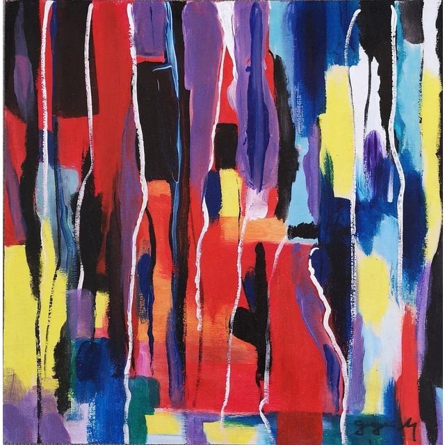 Abstract Composition is a beautiful painting realized by the Belgian artist Martine Goeyens in the 2000s. Acrylic on...