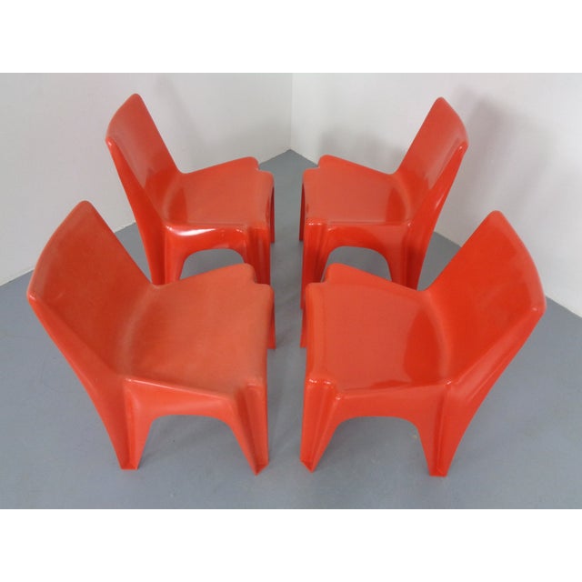 B1171 Fiberglass Stacking Chairs by Helmut Bätzner for Bofinger, 1960s, Set of 4 For Sale - Image 10 of 17