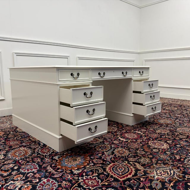 English Classic White Partner Desk For Sale - Image 14 of 18