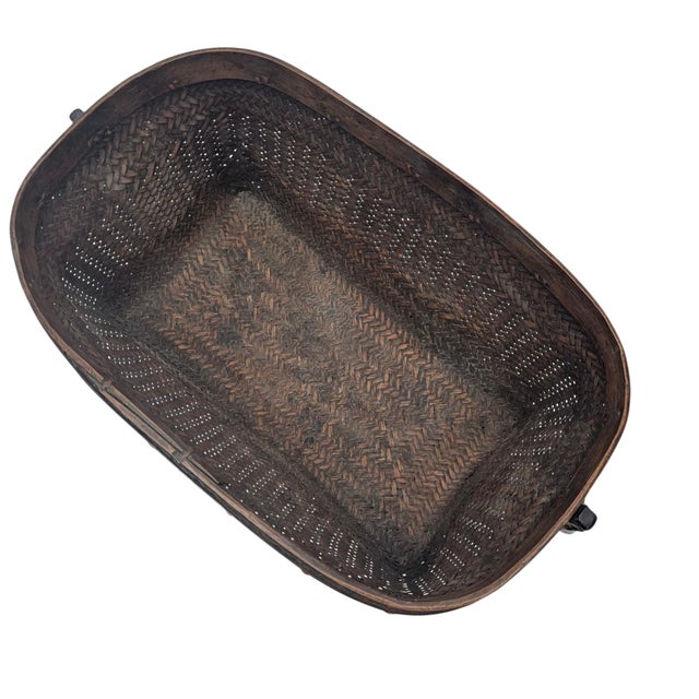 Large Philippine Bontoc Rattan and Bamboo 'Tayaan' Storage Basket 1950's 21.5" For Sale - Image 9 of 13