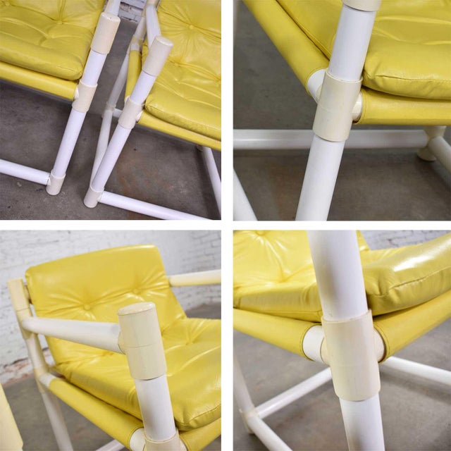 Mid-Century Modern Outdoor Pvc Side Chairs Yellow Vinyl Upholstery by ...