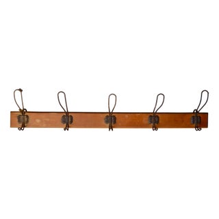 Vintage Bistro Wood and Metal Coat Rack, 1940s For Sale