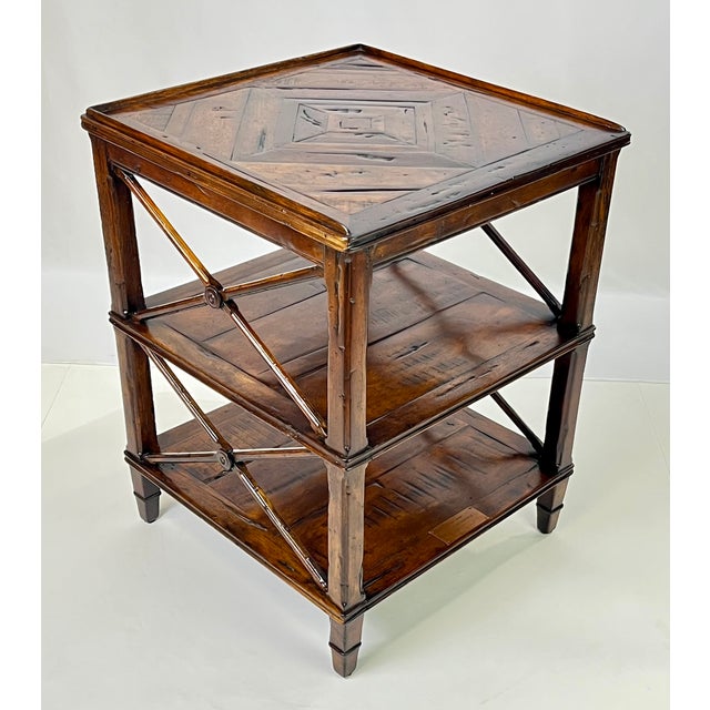 English Theodore Alexander Castle Bromwich Parquetry Three-Tier Side Table For Sale - Image 3 of 14