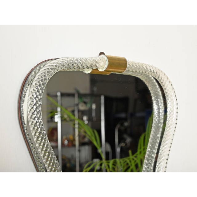 1940s Mirror in Blown Murano Glass and Brass from Barovier, Italy, 1940s For Sale - Image 5 of 13