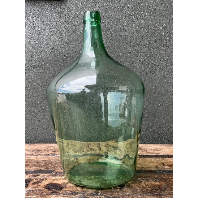 Vintage Green Glass Demijohn Bottle For Sale - Image 10 of 14