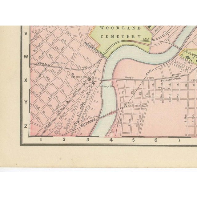 Black Antique Map of Philadelphia with Delaware River Piers from Rand McNally, 1899 For Sale - Image 8 of 12