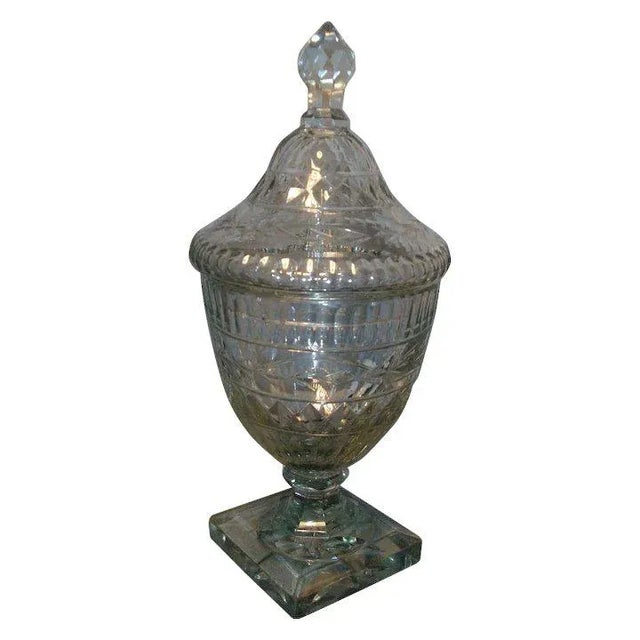 Transparent 18th Century Georgian Anglo Irish Glass Cut Lead Crystal Covered Urn For Sale - Image 8 of 8