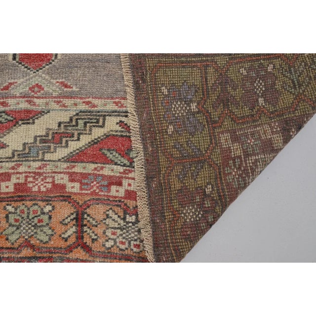 Terra Cotta Floral Anatolian Vintage Wool Rug For Sale - Image 8 of 10