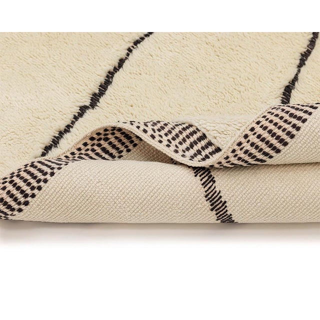 Ivory Minimalist Organic Line Oversize Hand-Knotted Wool Rug | 13'3" X 9'10" | One of a Kind For Sale - Image 8 of 9