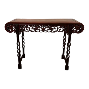 1900s Chinese Hand Carved High Relief Solid Rosewood Altar Table