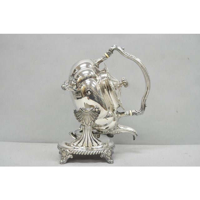 Victorian Antique Victorian Silver Plated Gorham 01180 Tilting Teapot Coffee Pot on Stand For Sale - Image 3 of 18