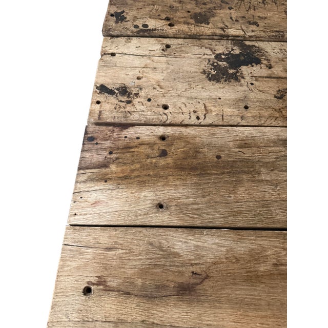 Exceptional 9 Ft Antique French Primitive 2-Drawer Work Table For Sale - Image 16 of 16