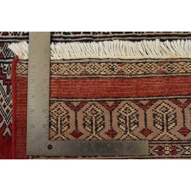 Bokhara Jaldar Rug 4’11” X 7’7” Red Wool Tribal Hand-Knotted Oriental Carpet For Sale - Image 12 of 12