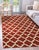 8x10 Coral Flat Weave Wool Lattice Linkage Geometric Modern Carpet Rug For Sale - Image 4 of 4