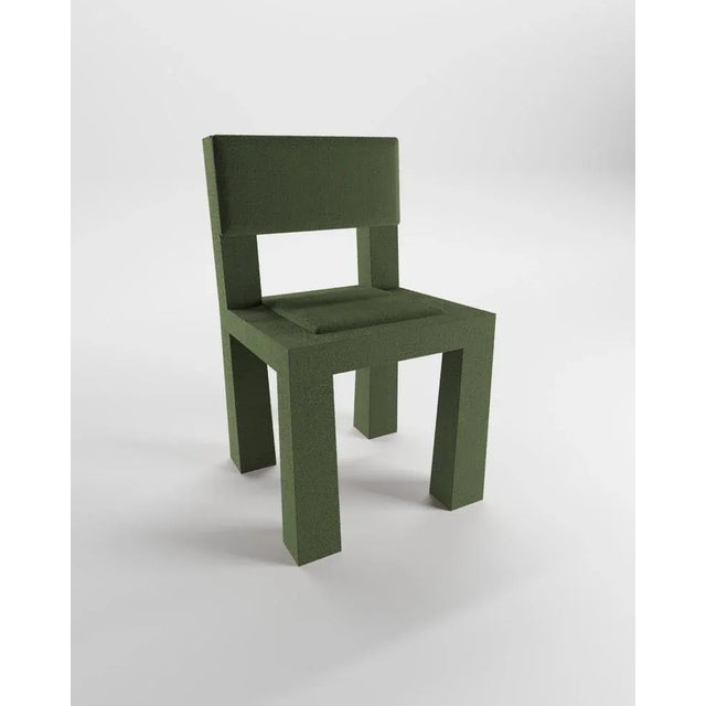 Modern Raw Chair in Green Bouclé from Collector For Sale - Image 6 of 6
