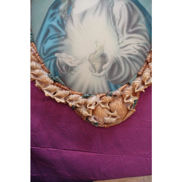 Large Vintage Seaside Souvenir Christ Sacred Heart For Sale - Image 4 of 5