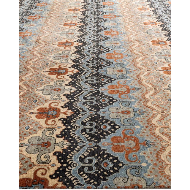 Solo Rugs Ikat, One-of-a-Kind Hand-Knotted Area Rug - Gray, 9' 1" x 12' 3" For Sale - Image 4 of 8