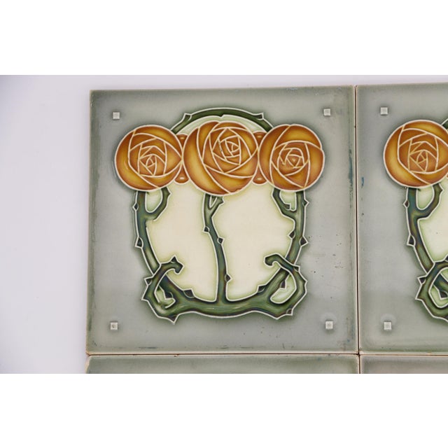 1920s 1920s Set of Four Tiles Art Nouveau H & R Johnson England For Sale - Image 5 of 18