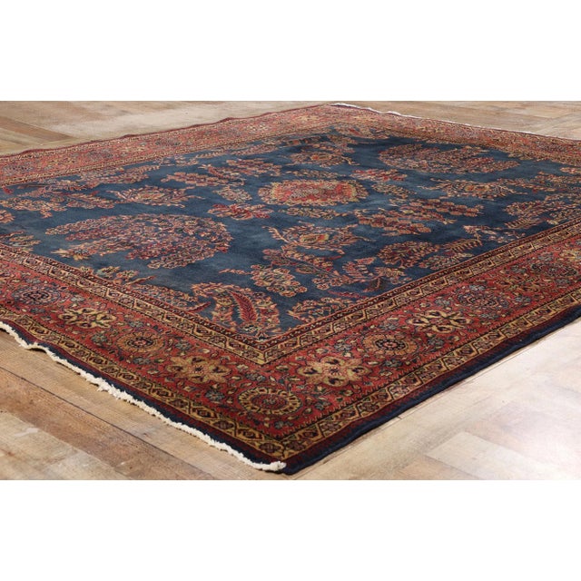 Textile Vintage Indian Sarouk Rug - 07'10 X 09'03 For Sale - Image 7 of 9