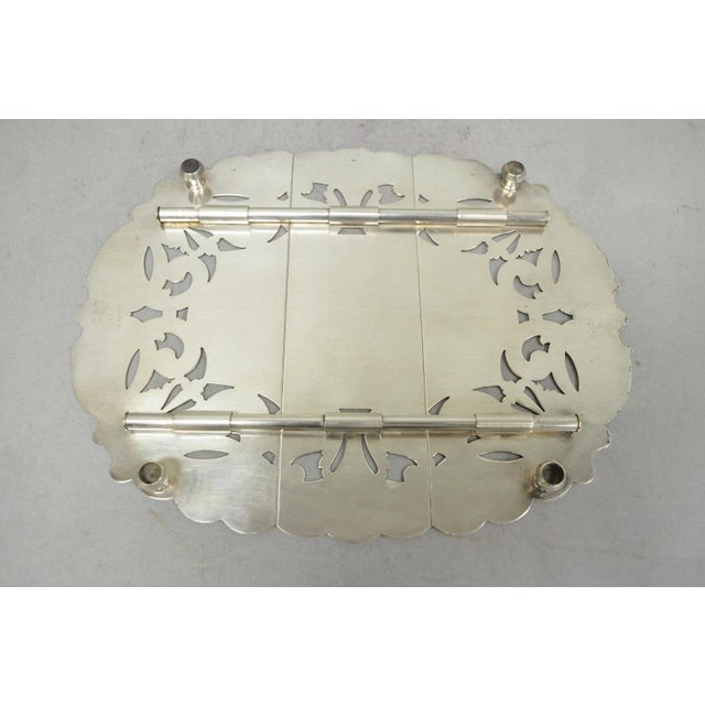 Vintage LBS Co Victorian Silver Plated Expanding 3 Section Pot Trivet For Sale - Image 11 of 14