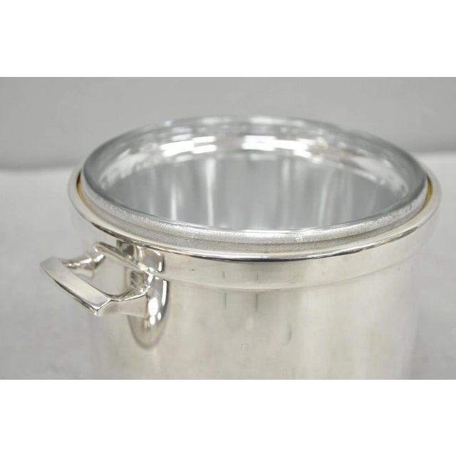 Silver Vintage Sheffield Art Deco Silver Plated Glass Lined Covered Ice Bucket W/ Lid For Sale - Image 8 of 13