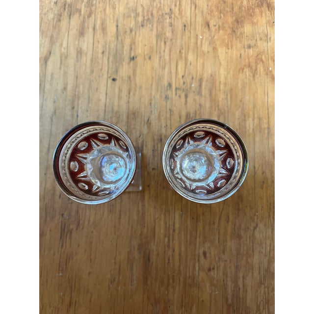 Pair of Mid Century Crystal Ruby glasses Maker: Colony Pattern: Parklane Ruby Capacity: 4 oz Quantity: 2 1960s Pair of...
