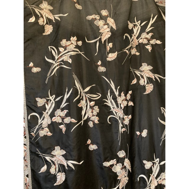 Indian Art Nouveau Floral Embroidered Silk Textile Vintage Wall Hanging For Sale - Image 3 of 16