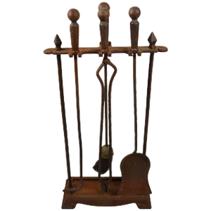 Five Piece Arts & Crafts Fireplace Tool Set