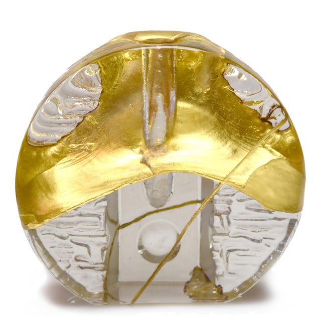 Crystal Vase with Kintsugi Gold by Myriam Greff For Sale - Image 6 of 7