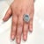 Metal Bochic “Capri” Vintage Blue Topaz Ring Set In 18K White Gold & Silver For Sale - Image 7 of 10