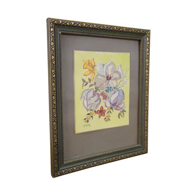 Realism Late 20th Century Helen McRae Yellow Floral Botanical Framed Still Life Watercolor on Paper 12" For Sale - Image 3 of 11