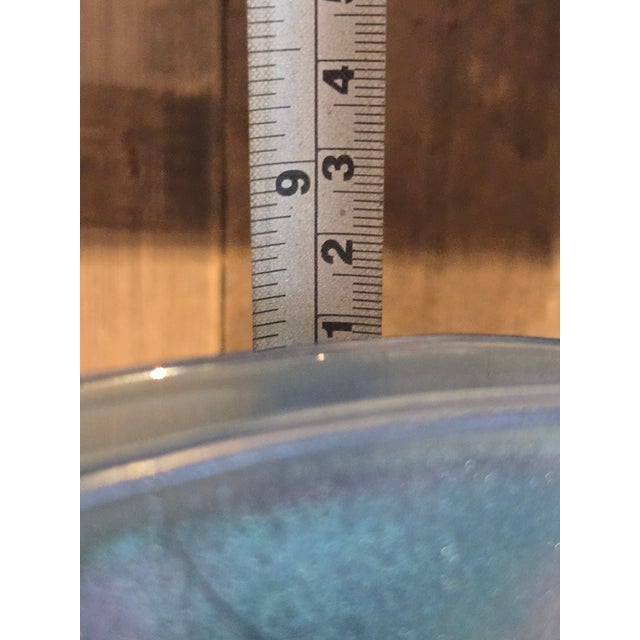 Vintage Fenton Blue Iridescent Glass Fan Vase by the Metropolitan Museum of Art For Sale In Minneapolis - Image 6 of 6