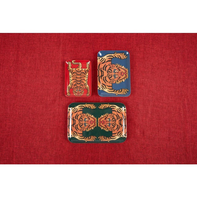 Tibetan Tiger Velvet Trays, Set of 3 For Sale In New York - Image 6 of 9