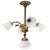 Art Nouveau Brass and Satin Glass Four-Flame Chandelier For Sale - Image 4 of 9