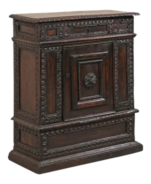 Early 18th Century Italian Small Cabinet with Rich Dark Finish and Carvings